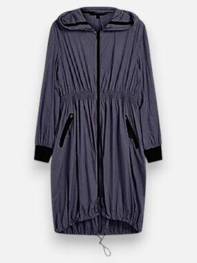 Belstaff long hooded technical parka jacket navy blue women's size 46